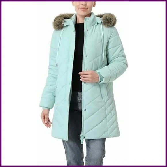 Women's Long Winter Down Jacket Waterproof Windproof Fleece Lined Hooded